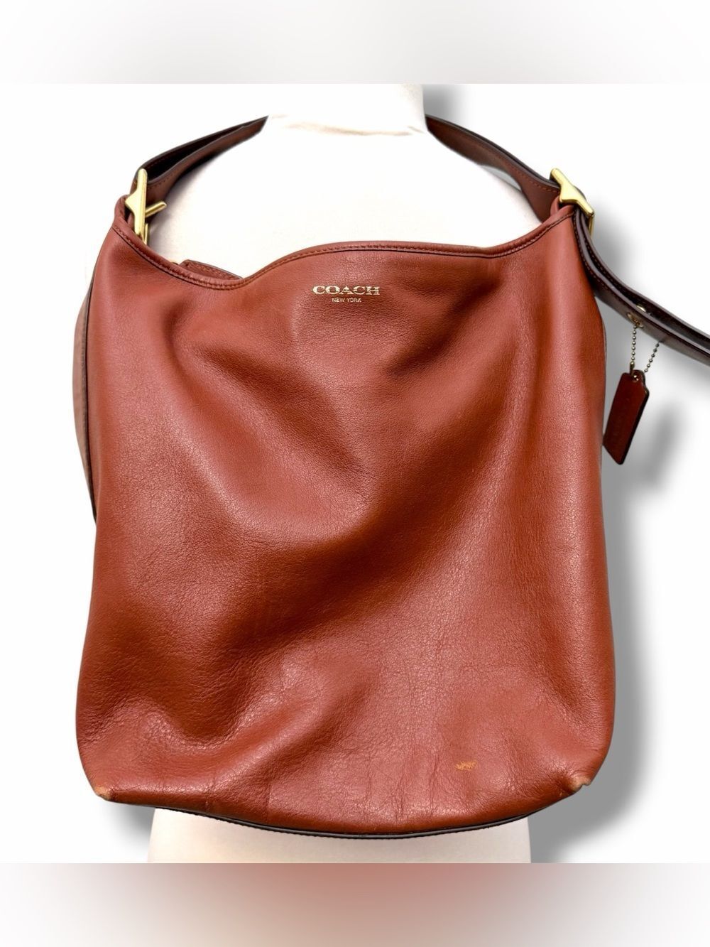 Coach Rust Brown Leather Shoulder Bag with Gold Hardware